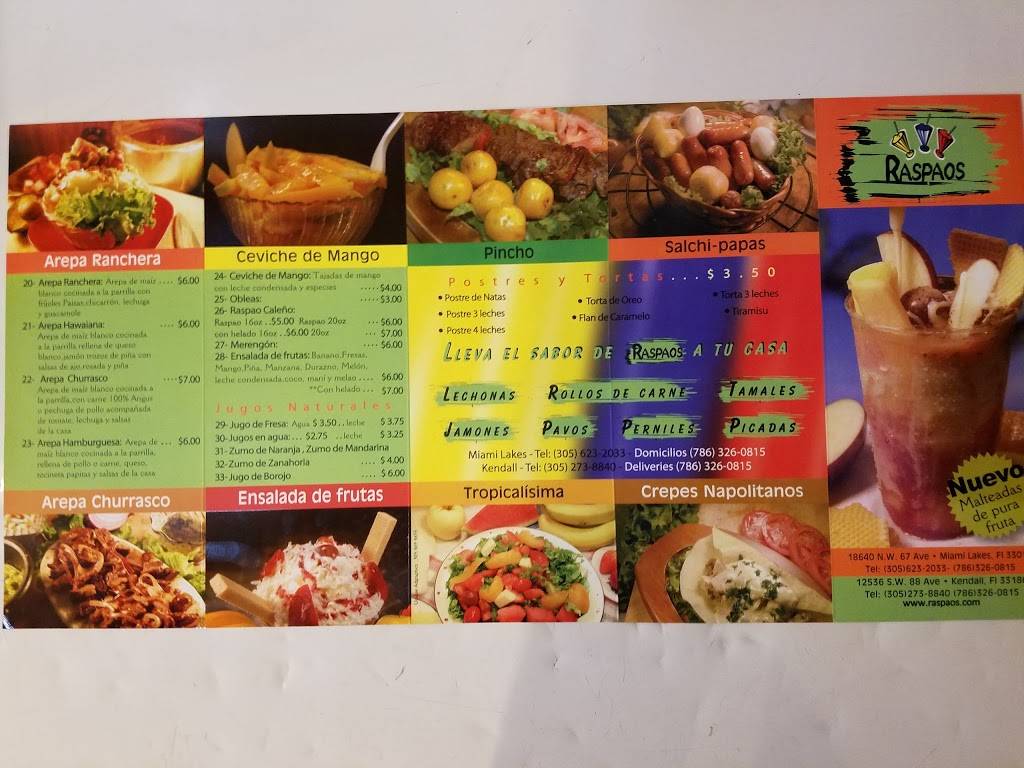 Raspaos | restaurant | 12536 SW 88th St, Miami, FL 33186, USA | 3052738840 OR +1 305-273-8840