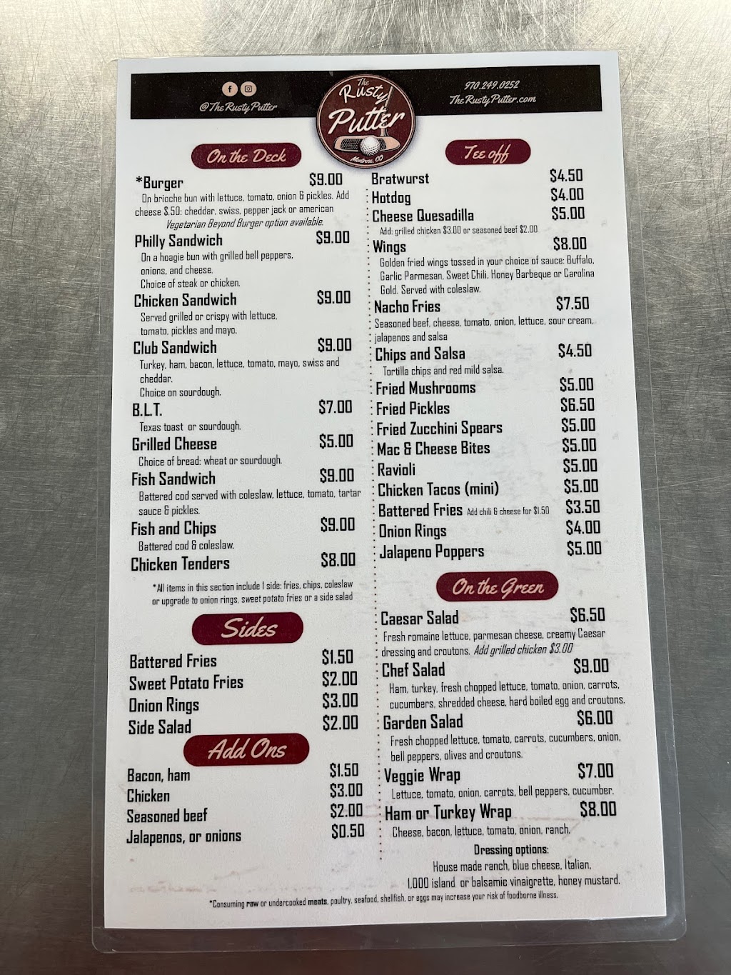 Rusty Putter Bar and Grill | restaurant | 1350 Birch St, Montrose, CO 81401, USA | 9702490252 OR +1 970-249-0252