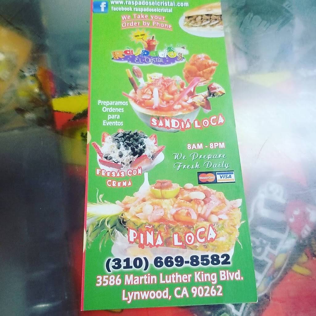 Raspados El Cristal | restaurant | 3586 Martin Luther King Jr Blvd, Lynwood, CA 90262, USA | 3106698582 OR +1 310-669-8582