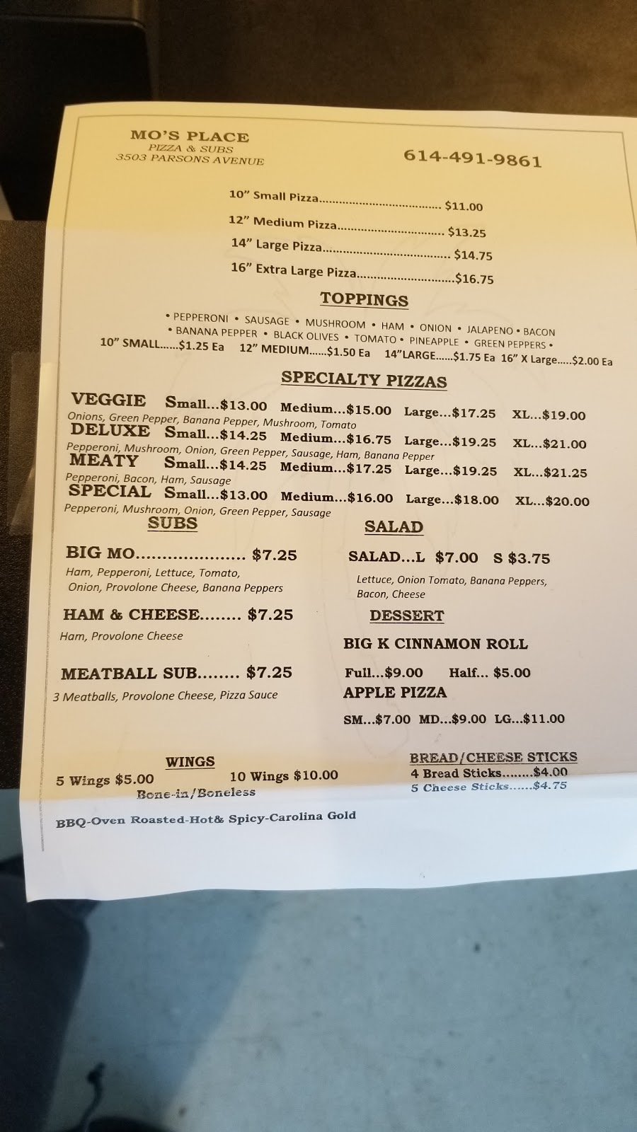 Mos Place | restaurant | 3503 Parsons Ave, Columbus, OH 43207, USA | 6144919861 OR +1 614-491-9861