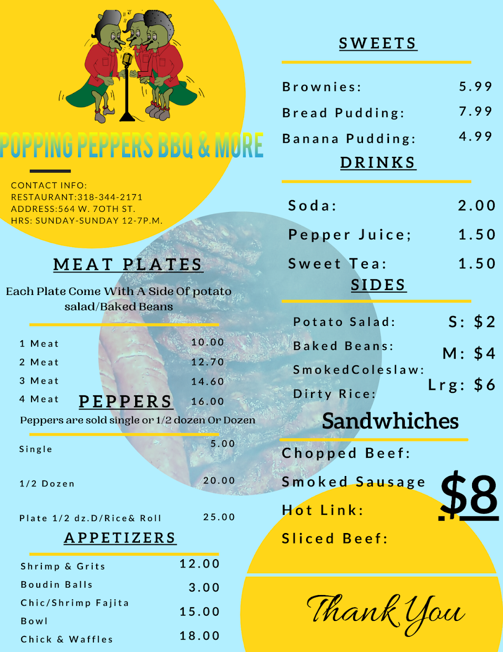 Popping Peppers Bbq & More | restaurant | 564 W 70th St, Shreveport, LA 71106, USA | 3183442171 OR +1 318-344-2171