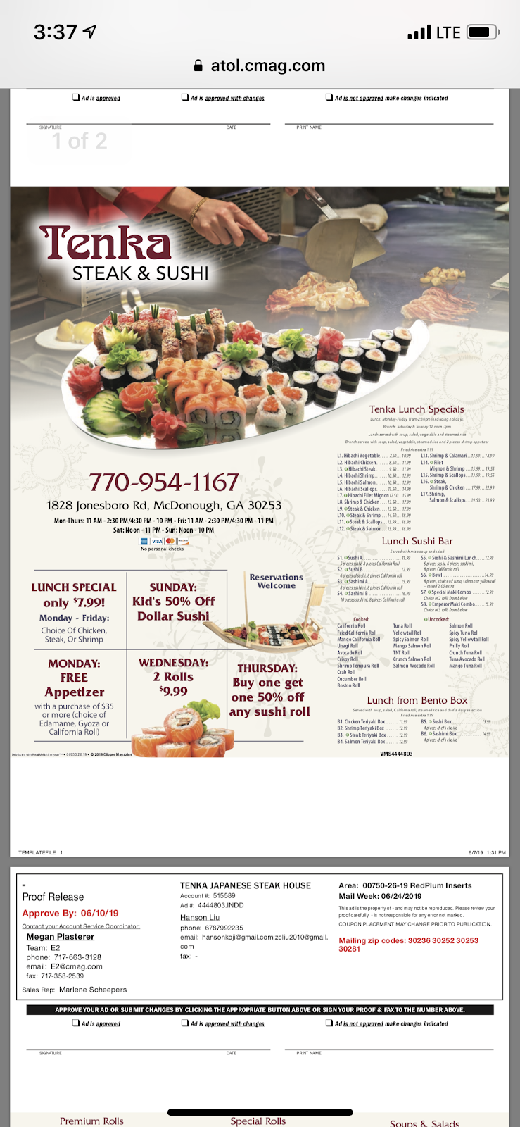 Tenka Steak & Sushi | restaurant | 1828 Jonesboro Rd, McDonough, GA 30253, USA | 7709541167 OR +1 770-954-1167