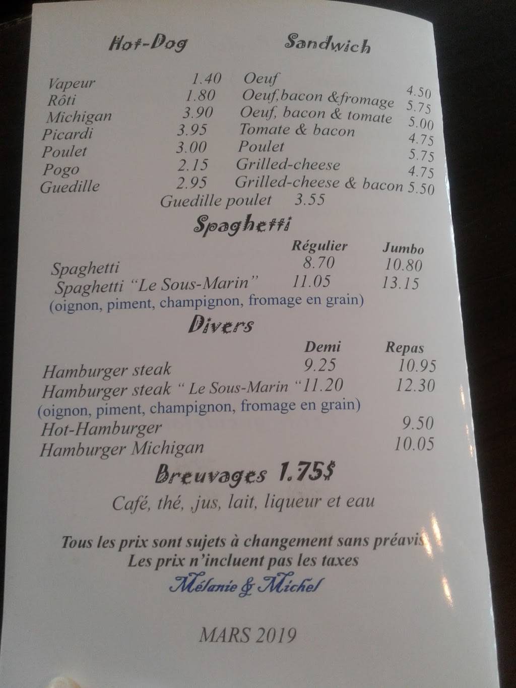 Le Sous-Marin | restaurant | 204 Rue Jacques-Cartier S, Saint-Jean-sur-Richelieu, QC J3B 4J2, Canada | 4503467496 OR +1 450-346-7496