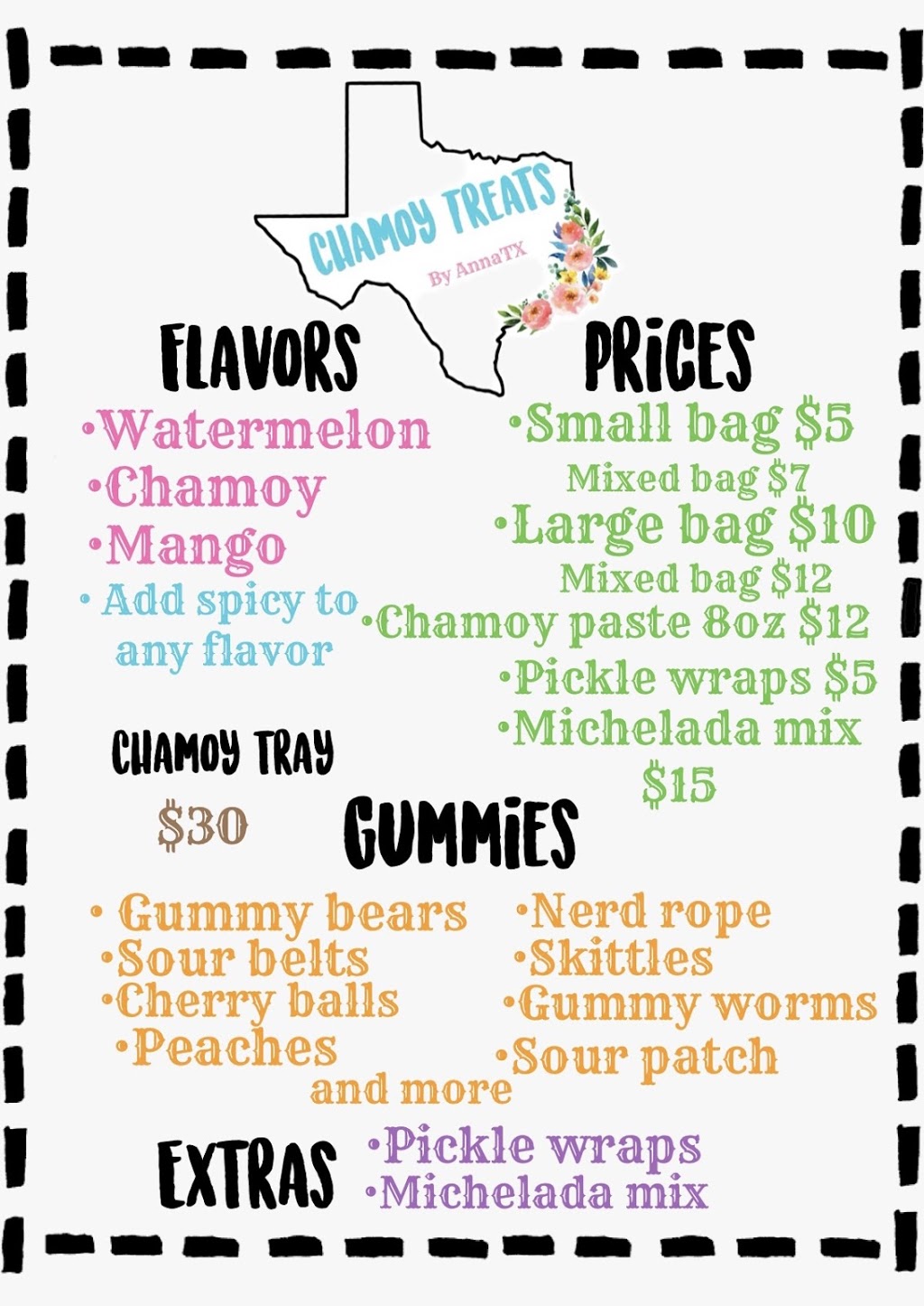 Chamoy Treats by AnnaTX | meal takeaway | 2211 Mission Verde, San Antonio, TX 78223, USA | 2105507869 OR +1 210-550-7869