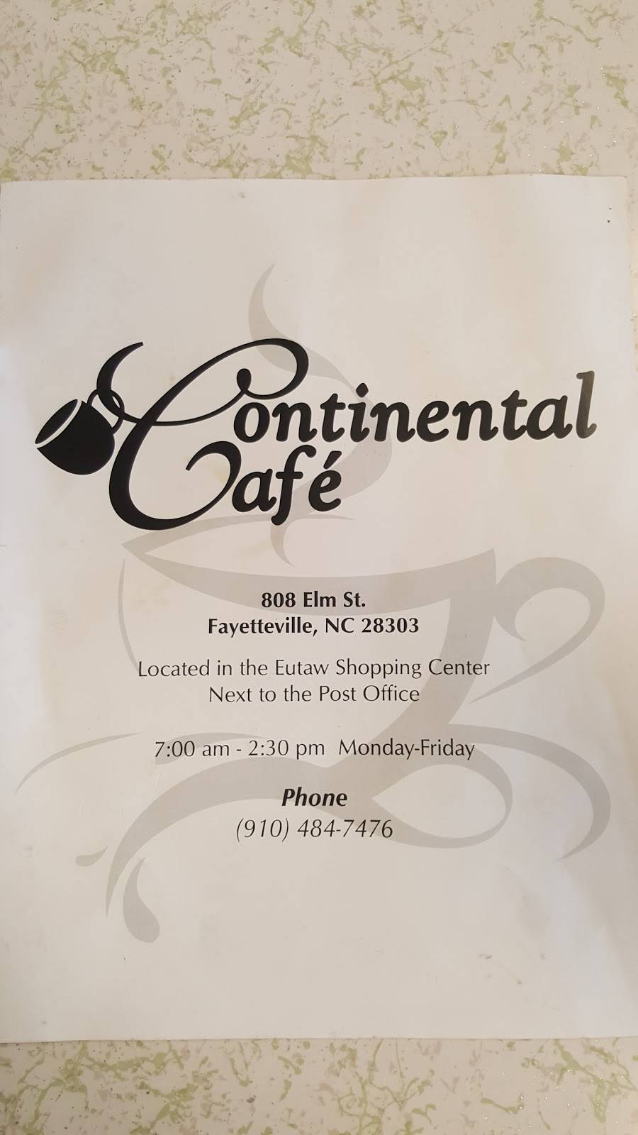 Continental Cafe | restaurant | 808 Elm St, Fayetteville, NC 28303, USA | 9104847476 OR +1 910-484-7476