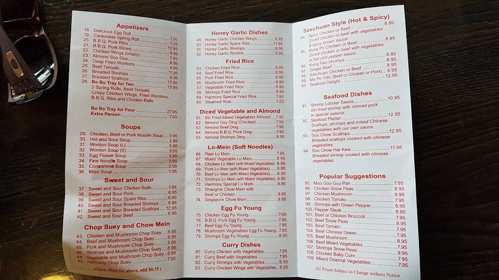 Harmony Chinese Food Restaurant | restaurant | 91 Broadway, Tillsonburg, ON N4G 3P5, Canada | 5198422493 OR +1 519-842-2493