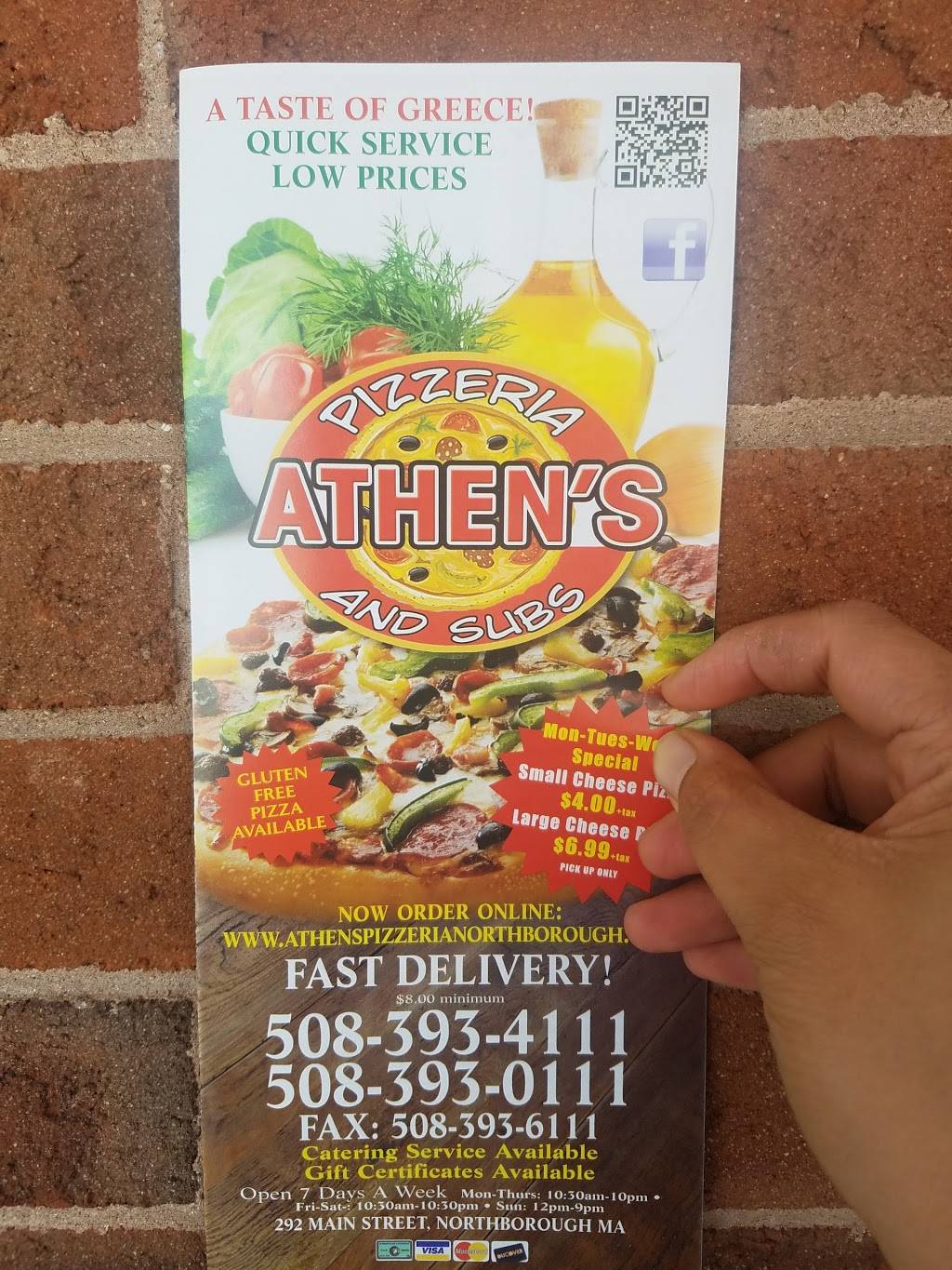 Athens Pizza | restaurant | 292 Main St, Northborough, MA 01532, USA | 5083934111 OR +1 508-393-4111