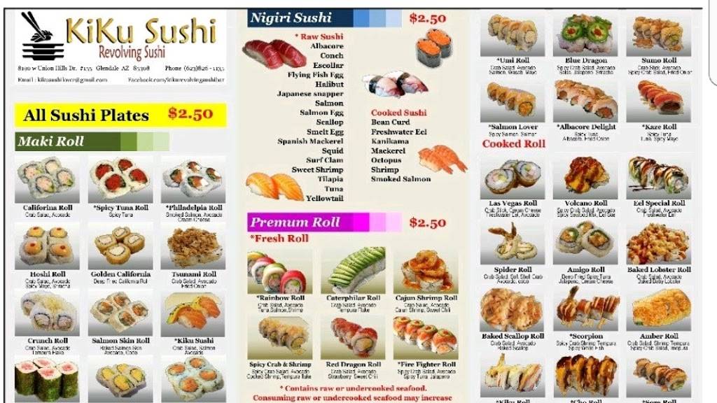 KiKu Revolving Sushi | restaurant | 8190 W Union Hills Dr #155, Glendale, AZ 85308, USA | 6238251135 OR +1 623-825-1135