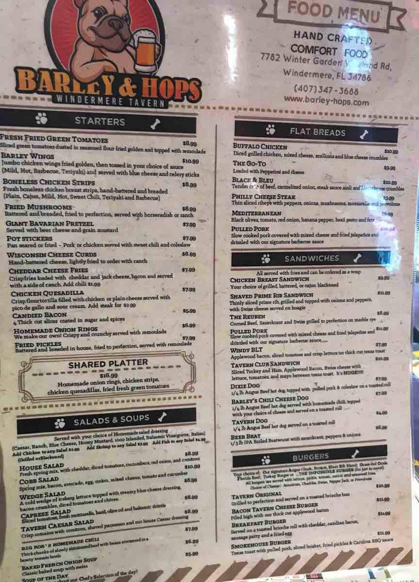 Barley & Hops Windermere Tavern | restaurant | 7782 Winter Garden Vineland Rd, Windermere, FL 34786, USA | 4073473688 OR +1 407-347-3688