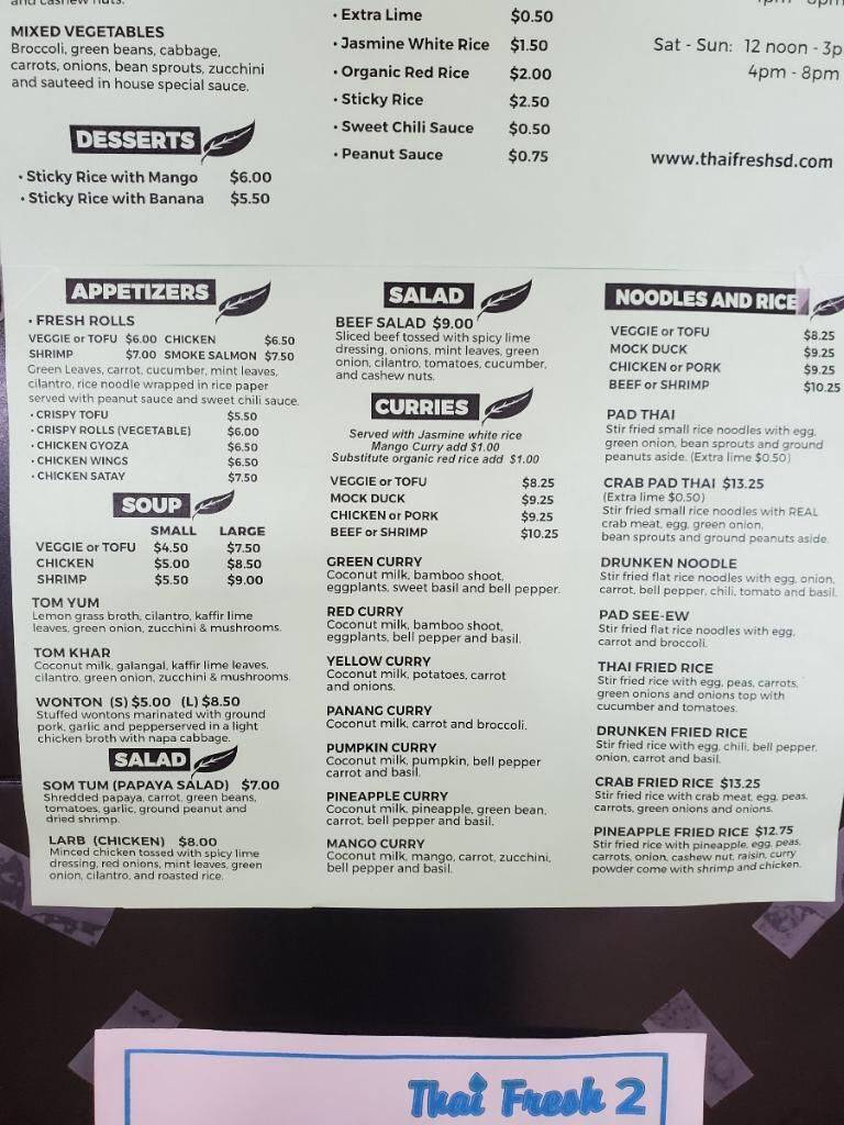 Thai Fresh 2 | restaurant | 1550 E H St STE B, Chula Vista, CA 91913, USA | 6197967107 OR +1 619-796-7107