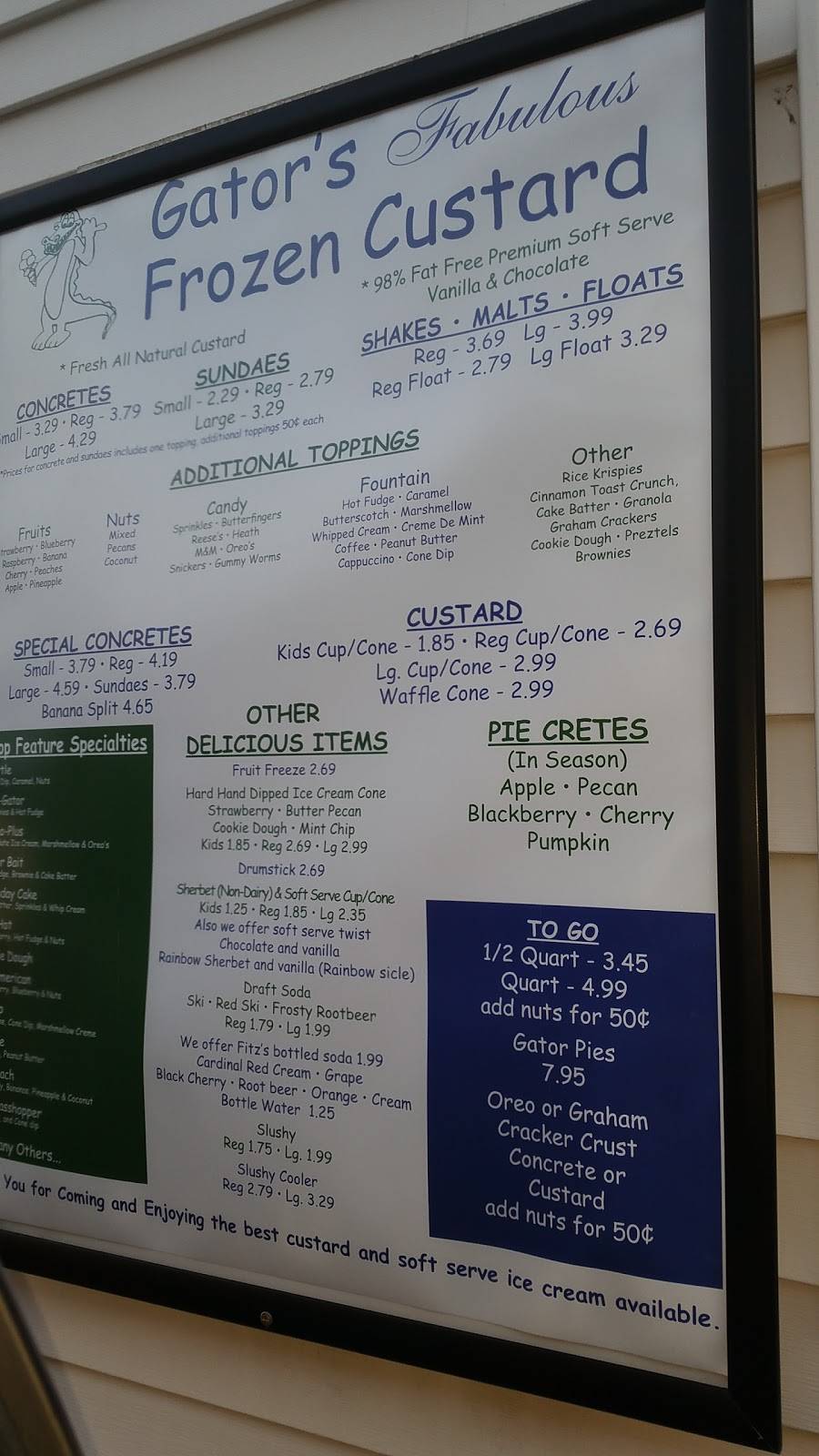 Gators Frozen Custard | restaurant | 406 W Hwy 50, OFallon, IL 62269, USA | 6186241944 OR +1 618-624-1944