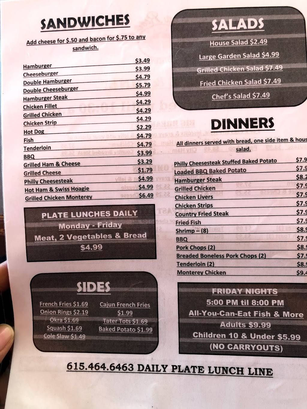 Sonrise Diner | restaurant | 305 W Broad St #1622, Smithville, TN 37166, USA | 6152153463 OR +1 615-215-3463