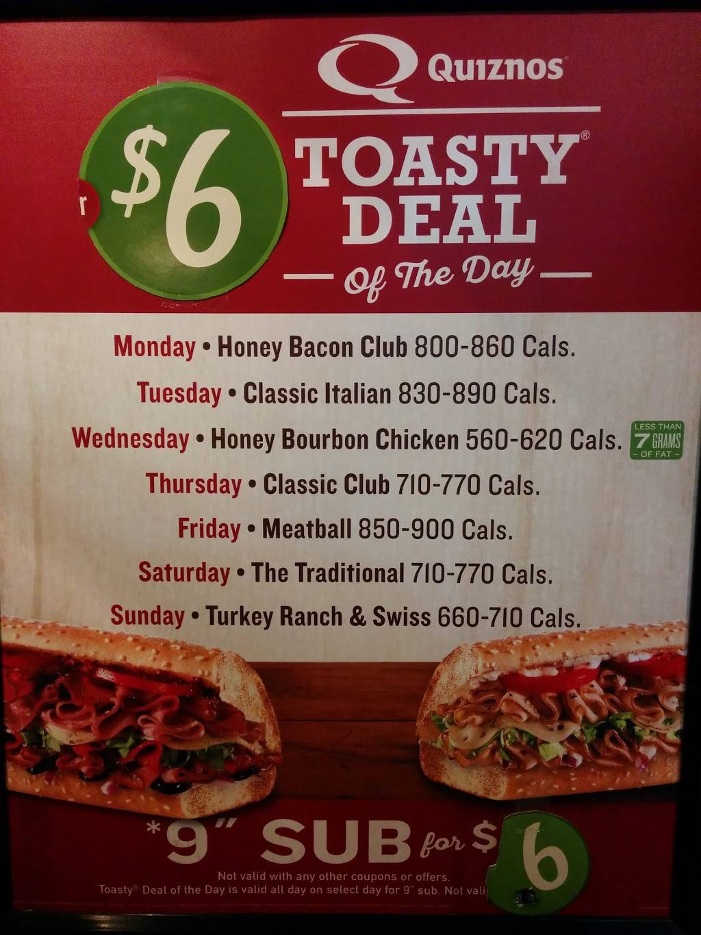 Quiznos | restaurant | 3969 Montrose Rd Ste 7, Niagara Falls, ON L2H 3A1, Canada | 9053547733 OR +1 905-354-7733