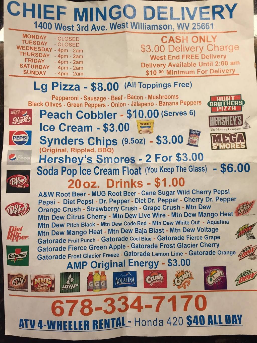 Pizza delivery | restaurant | 63 W 3rd Ave, Williamson, WV 25661, USA | 6783347170 OR +1 678-334-7170