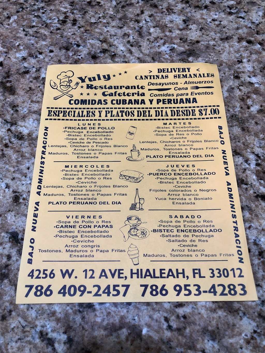 Yuly Restaurante Cafeteria | restaurant | 4256 W 12th Ave, Hialeah, FL 33012, USA | 7864092457 OR +1 786-409-2457