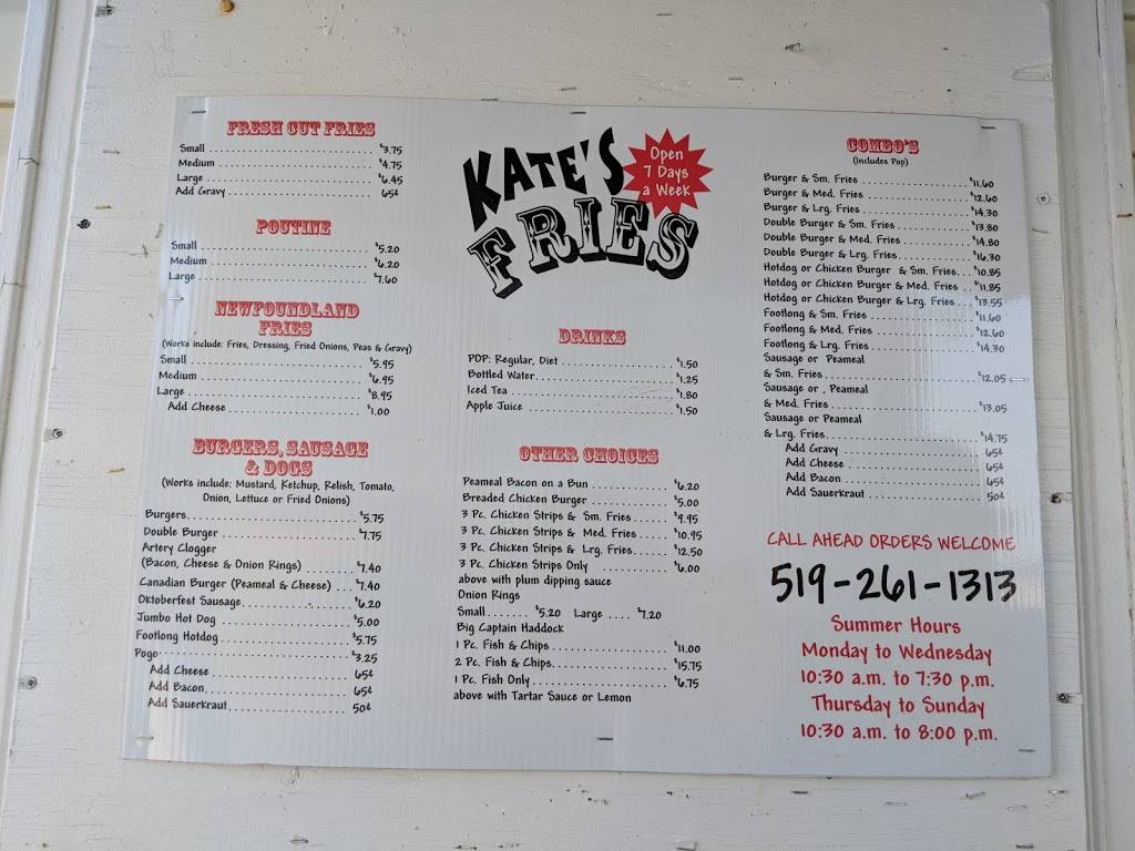 Kates Fries | restaurant | 497 Smith St, Arthur, ON N0G 1A0, Canada | 5192611313 OR +1 519-261-1313