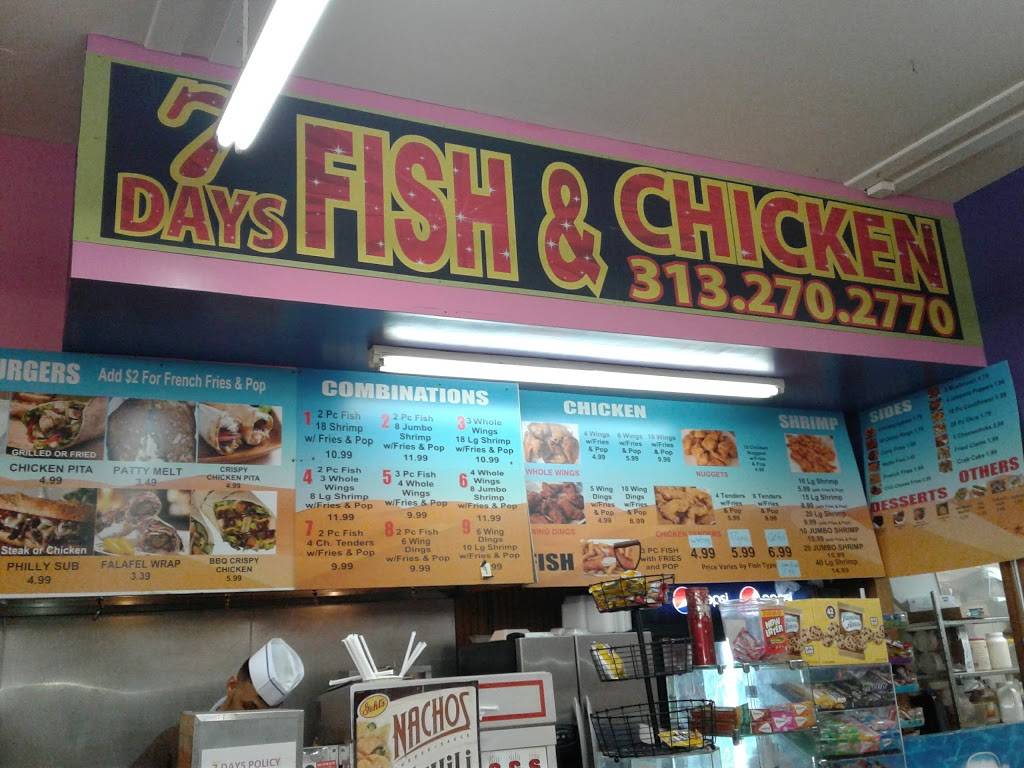 Seven Day Fish & Chicken Market | restaurant | 15370 Grand River Ave, Detroit, MI 48227, USA | 3132702770 OR +1 313-270-2770
