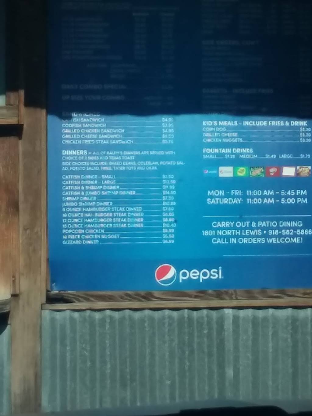 Ralphs Fish & Burger Shack | restaurant | 1801 N Lewis Ave, Tulsa, OK 74110, USA | 9185825866 OR +1 918-582-5866