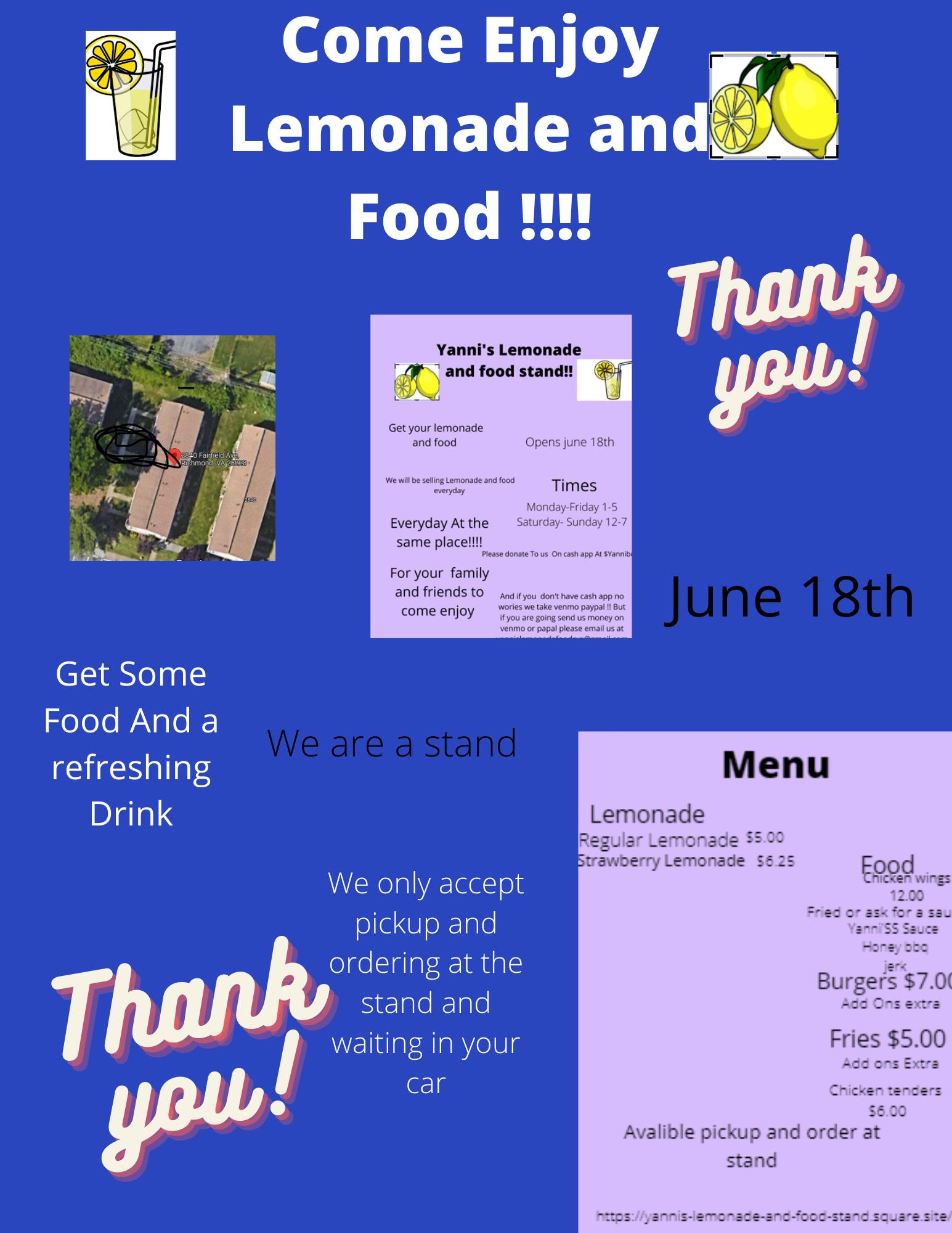 Yannis Lemonade and Food Stand | meal takeaway | 2840 Fairfield Ave, Richmond, VA 23223 | 8042996572 OR +1 804-299-6572