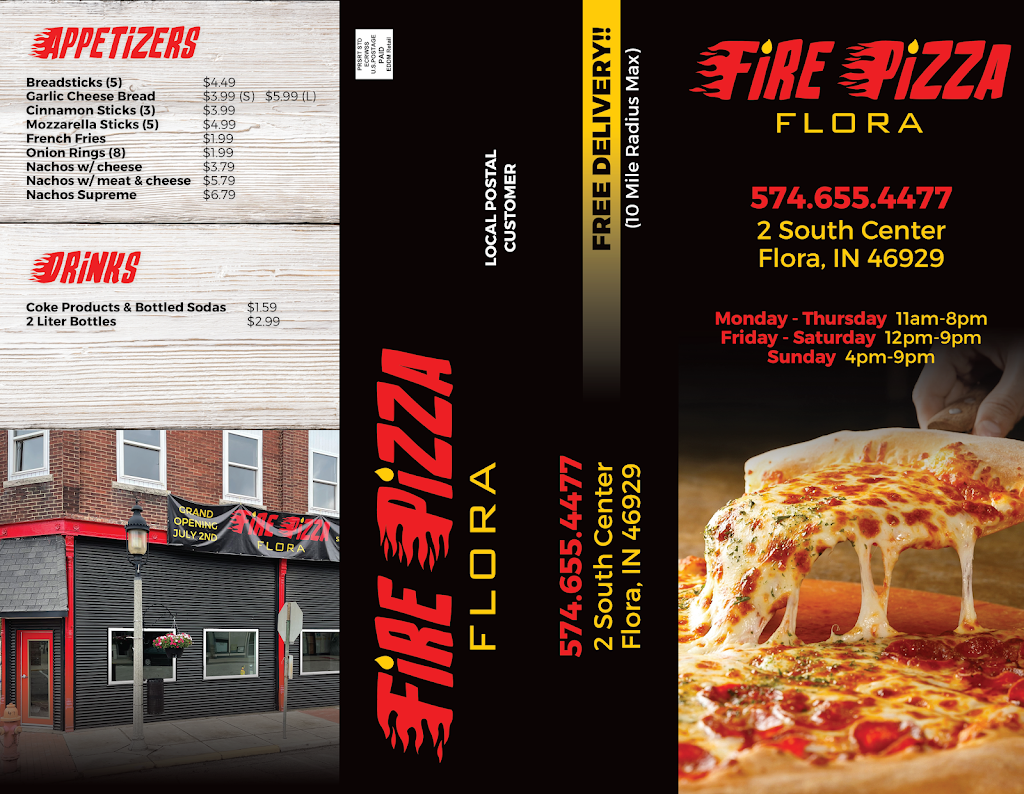 Fire Pizza Flora | restaurant | 2 S Center St, Flora, IN 46929, USA | 5746554477 OR +1 574-655-4477