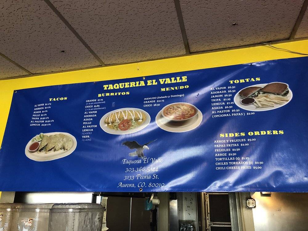 Taqueria El Valle | restaurant | 3133 Peoria St #206, Aurora, CO 80010, USA | 3033665144 OR +1 303-366-5144