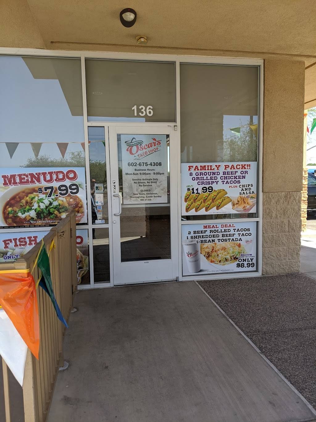 Oscars Taco Shop | restaurant | 5350 W Bell Rd Suite 135-136, Glendale, AZ 85308, USA | 6026754308 OR +1 602-675-4308