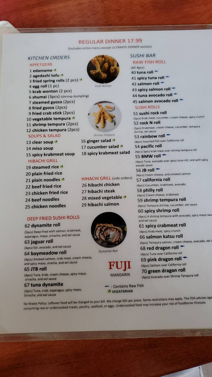 Fuji Sushi Mandarin | restaurant | 11362 San Jose Blvd, Jacksonville, FL 32223, USA | 9045749244 OR +1 904-574-9244