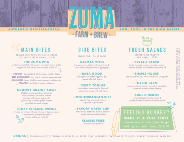 ZUMA Farm + Brew | restaurant | 14120 Bear Valley Rd #102, Victorville, CA 92392, USA | 7602690470 OR +1 760-269-0470