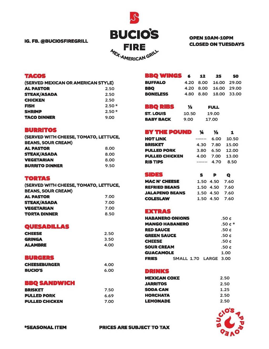 Bucios Fire Mex-American Grill | restaurant | 6523 W 127th St, Palos Heights, IL 60463, USA | 7089262455 OR +1 708-926-2455