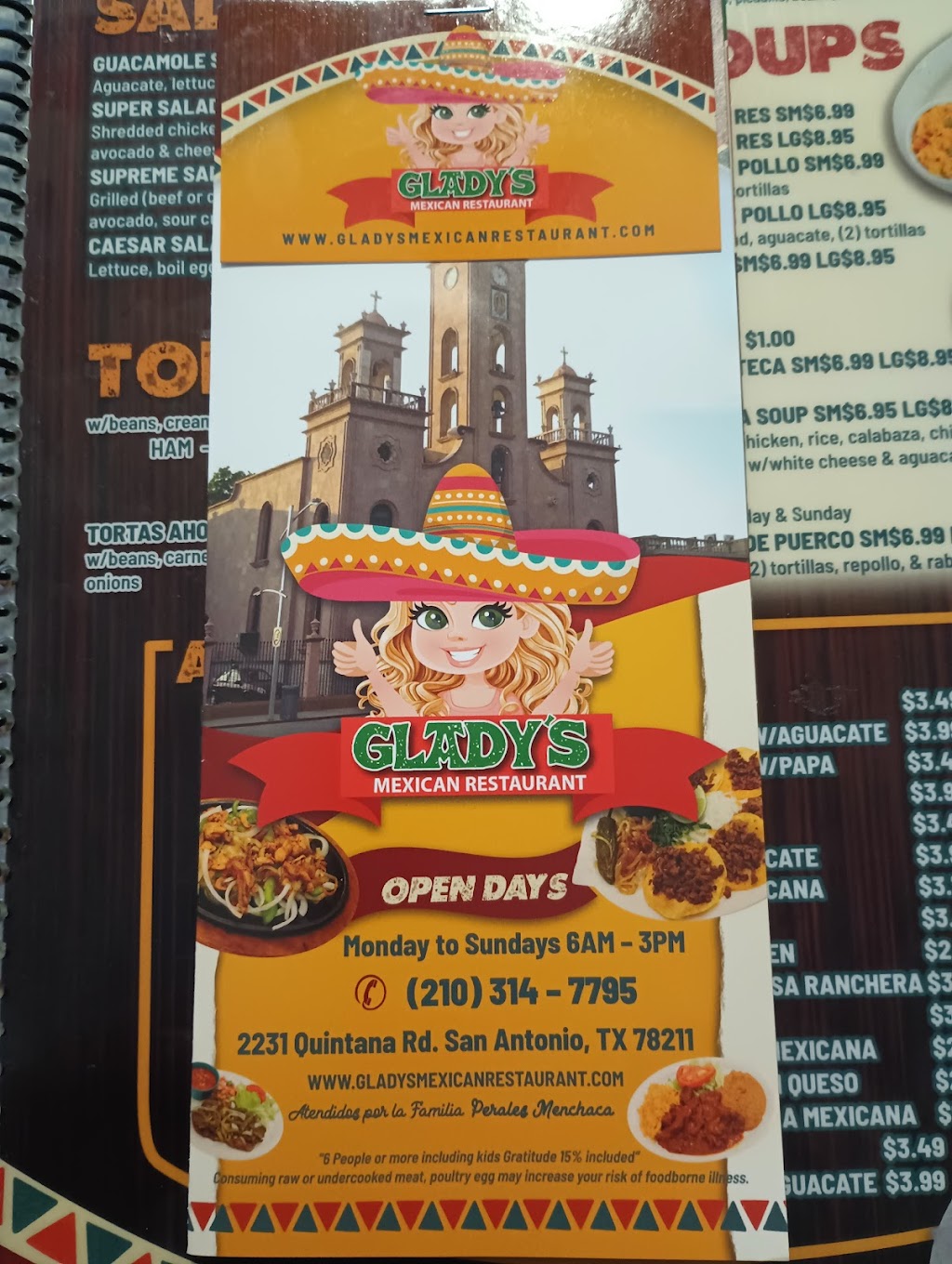 Gladys mexican restaurant | restaurant | 2231 Quintana Rd, San Antonio, TX 78211, USA | 2109061799 OR +1 210-906-1799