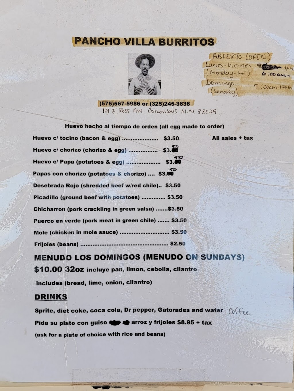 Pancho Villa Burritos | restaurant | 101 Ross Street, Columbus, NM 88029, USA | 5755675986 OR +1 575-567-5986