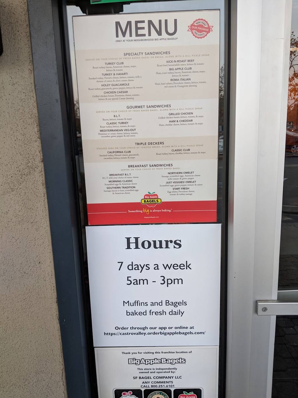 Big Apple Bagels | bakery | 3040 Castro Valley Blvd, Castro Valley, CA 94546, USA | 5102757667 OR +1 510-275-7667