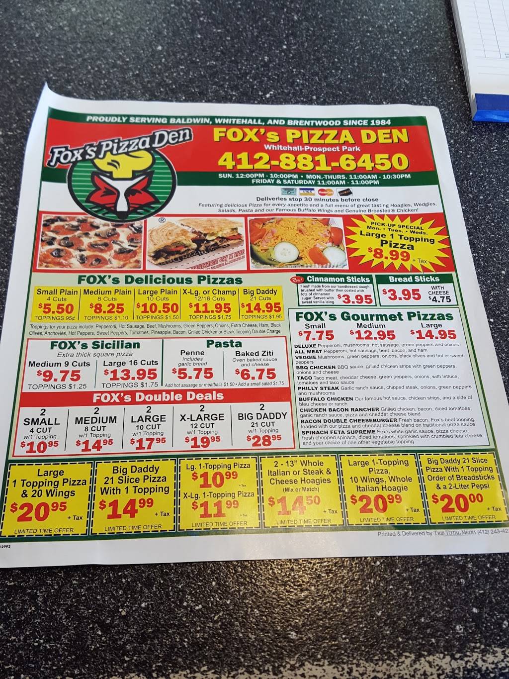 Foxs Pizza Den | restaurant | 1500 Radford Rd, Pittsburgh, PA 15227, USA | 4128816450 OR +1 412-881-6450