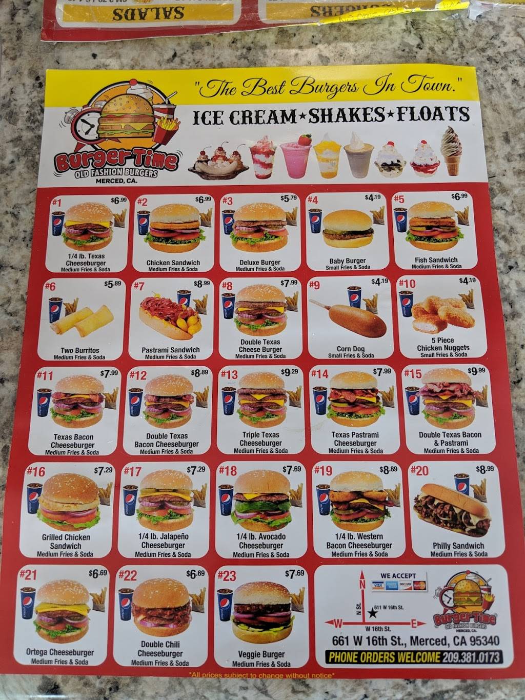 Burger Time | restaurant | 661 W 16th St, Merced, CA 95340, USA | 2093810173 OR +1 209-381-0173