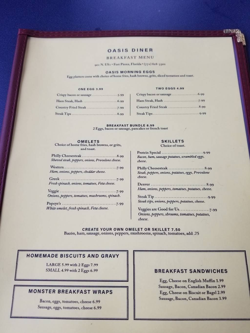 Oasis Diner | restaurant | 901 US-1, Fort Pierce, FL 34950, USA | 7728283302 OR +1 772-828-3302