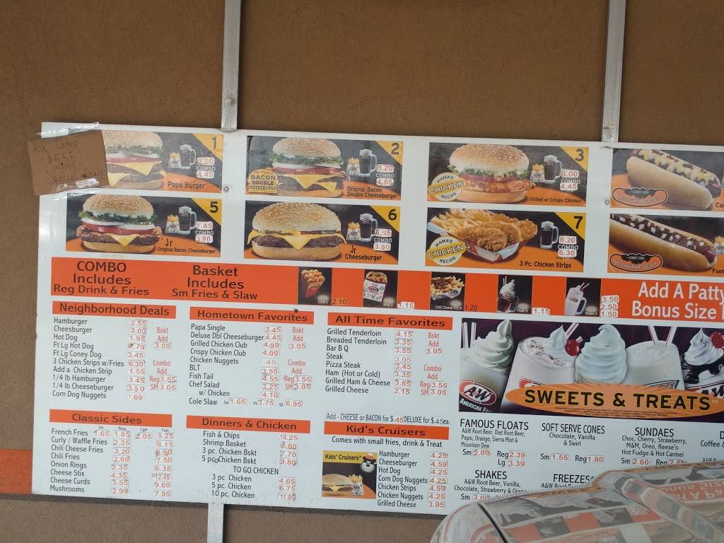 A&W Restaurant | restaurant | 1501 N Lincoln St, Greensburg, IN 47240, USA | 8126632772 OR +1 812-663-2772