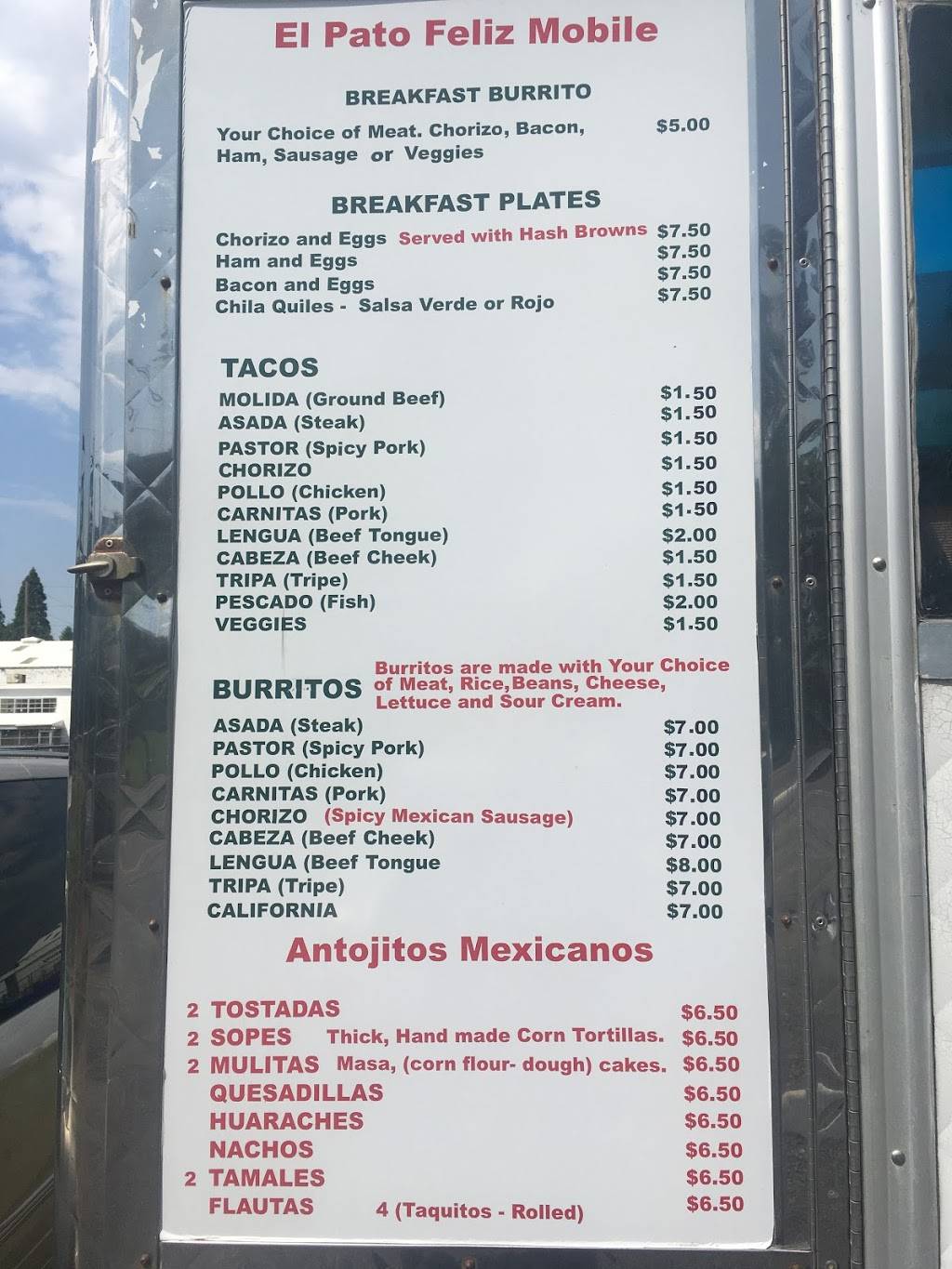 El Pato Feliz Mobile | restaurant | 5523 SE 28th Ave, Portland, OR 97202, USA | 5037544675 OR +1 503-754-4675