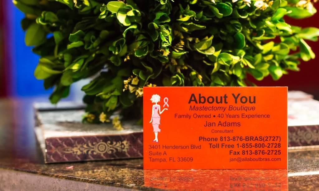ABOUT YOU Mastectomy Boutique | restaurant | 3401 Henderson Blvd ste a, Tampa, FL 33609, USA | 8138762727 OR +1 813-876-2727