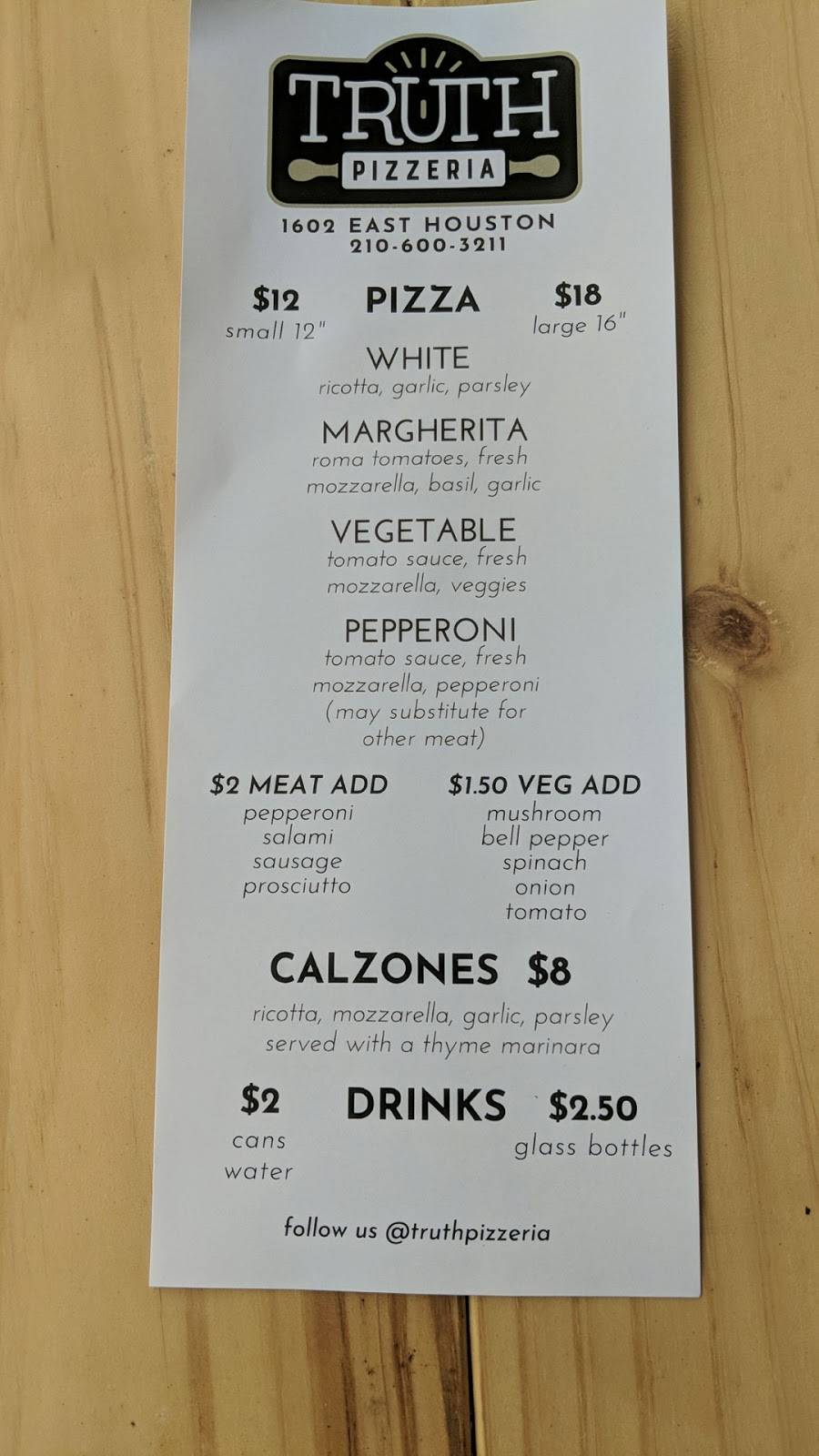 Truth Pizzeria | restaurant | 1602 E Houston St ste 111, San Antonio, TX 78202, USA | 2106003211 OR +1 210-600-3211