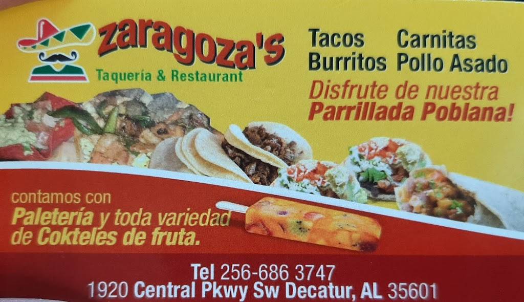 Zaragozas Taqueria & Restaurant | restaurant | 1920 Central Pkwy SW, Decatur, AL 35601, United States | 2566863747 OR +1 256-686-3747