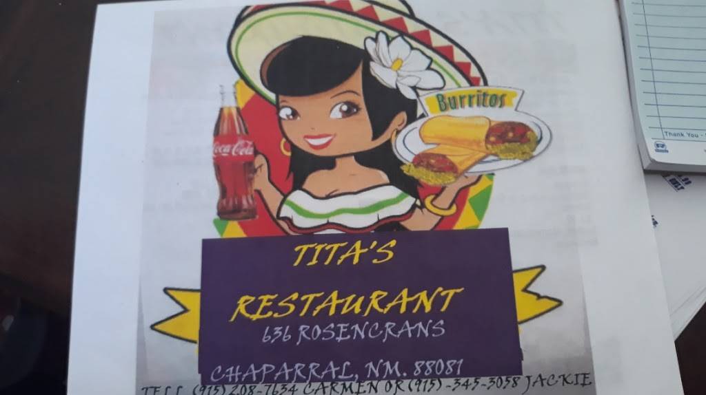 Titas Mexican Restaurant | restaurant | 636Rosencrans, Chaparral, NM 88081, USA | 9152087634 OR +1 915-208-7634