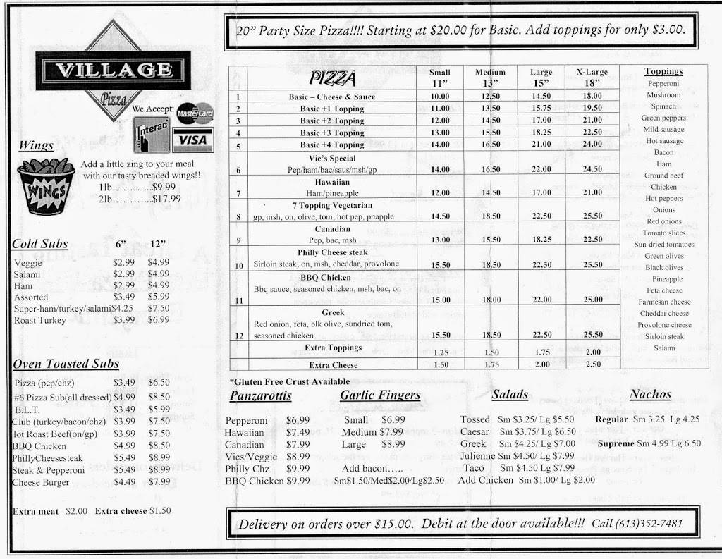 Village Pizza | restaurant | 426 Main Street Bath, Bath, ON K0H 1G0, Canada | 6133527481 OR +1 613-352-7481