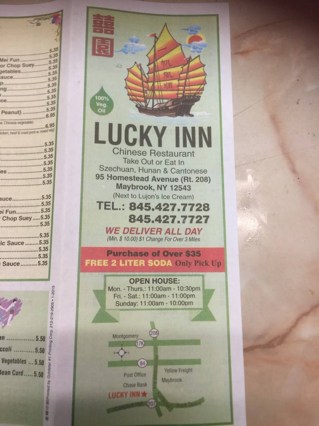 Lucky Inn | restaurant | 95 Homestead Ave, Maybrook, NY 12543, USA | 8454277728 OR +1 845-427-7728