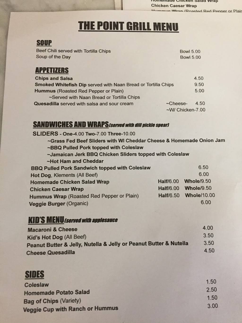 The Point Grille | restaurant | 164 Green Bay Rd, Washington, WI 54246, USA | 9204214563 OR +1 920-421-4563