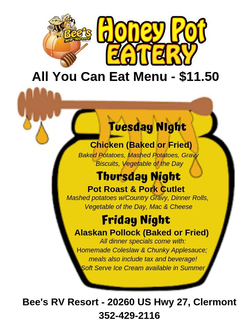 The HoneyPot | restaurant | 20260 US-27, Clermont, FL 34715, USA | 3524292116 OR +1 352-429-2116