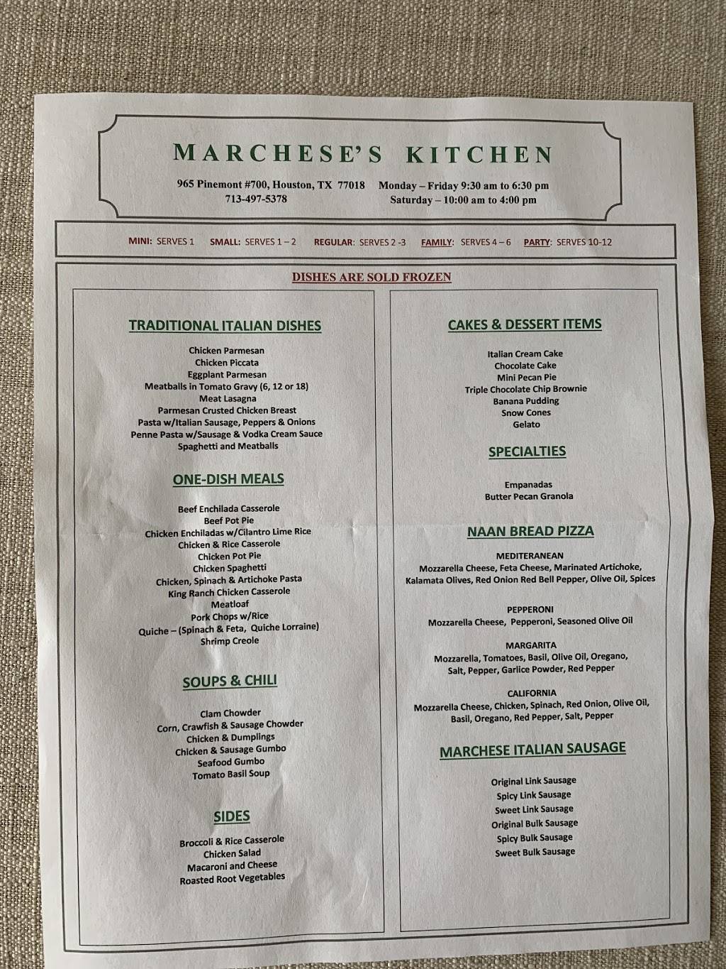 Marcheses Kitchen | restaurant | 965 Pinemont Dr #700, Houston, TX 77018, USA | 7134975378 OR +1 713-497-5378