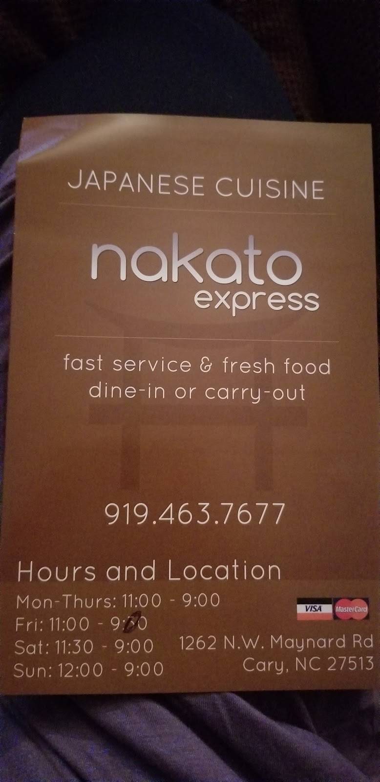 Nakato Express | restaurant | 1262 NW Maynard Rd, Cary, NC 27513, USA | 9194637677 OR +1 919-463-7677