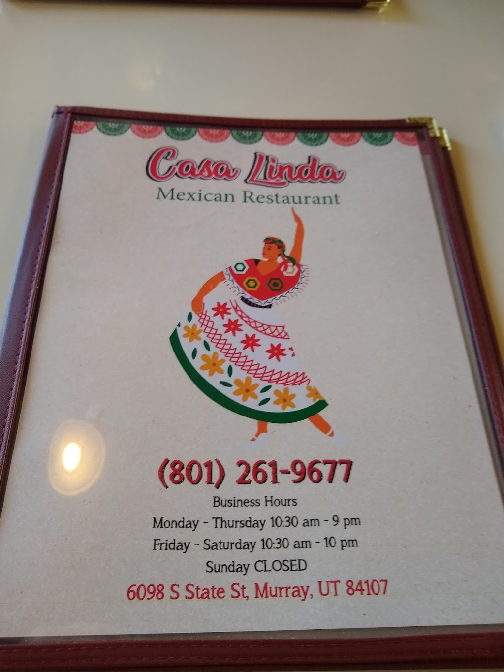 Casa Linda Mexican Restaurant | restaurant | 6098 S State St, Murray, UT 84107, USA | 8012619677 OR +1 801-261-9677