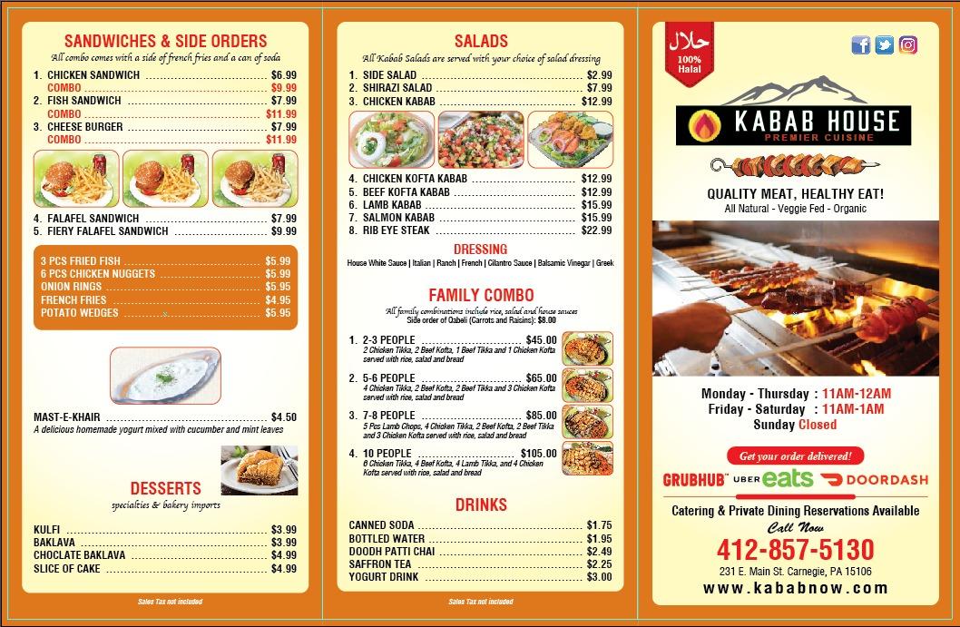 Kabab House | restaurant | 231 E Main St, Carnegie, PA 15106, United States | 4128575130 OR +1 412-857-5130