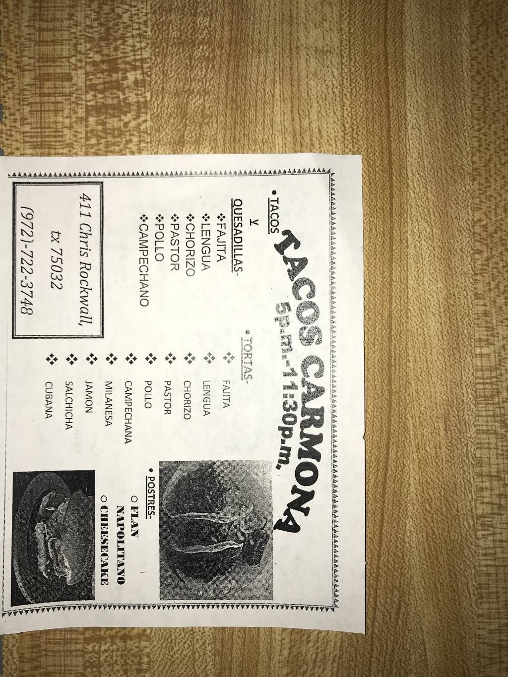 Carmons tacos | restaurant | 411 Chris Dr, Rockwall, TX 75032, USA | 9727223748 OR +1 972-722-3748